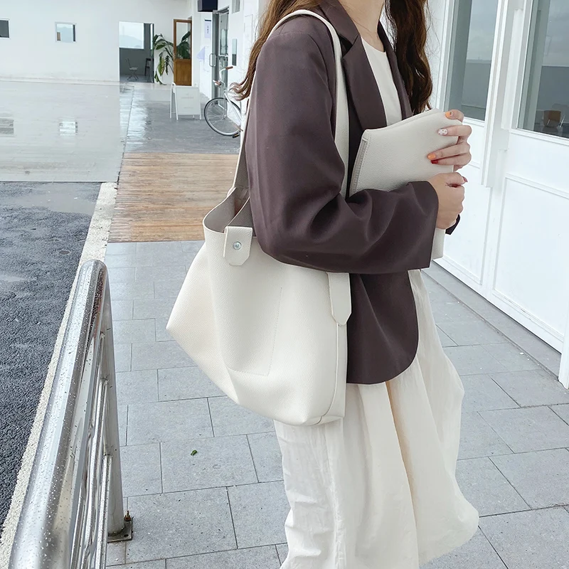 Tasarımcı Büyük Kova Çanta Kadın Bağbozumu Yumuşak Deri omuz çantaları Marka Lüks Çanta Klasik askılı çanta Kompozit Çanta Görüntü 4