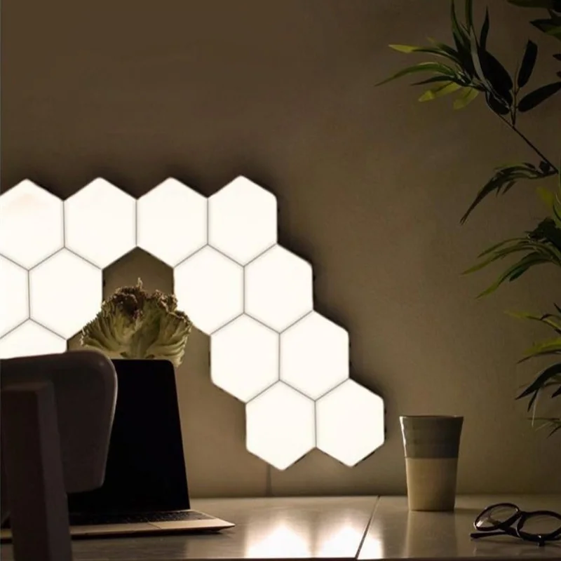 Taşınabilir LED DIY Altıgen Duvar Lambası Yaratıcı yatak odası dekoru Gece Lambası Modern Dokunmatik Duyarlı Aydınlatma Lambası Kapalı Dekor Görüntü 0