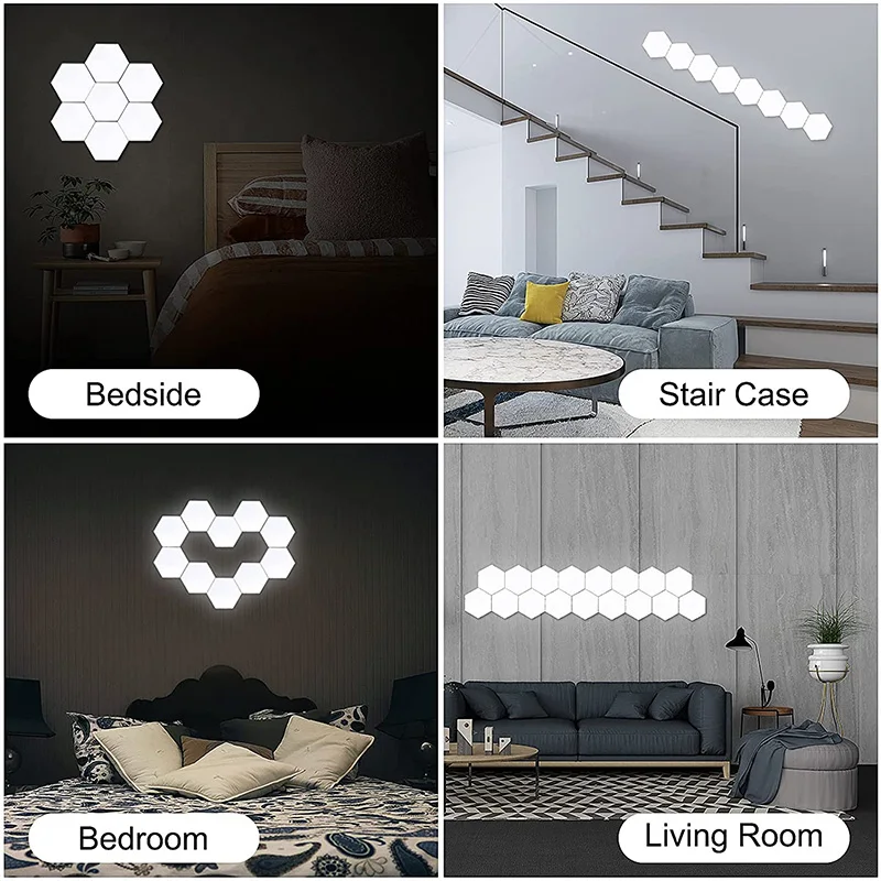 Taşınabilir LED DIY Altıgen Duvar Lambası Yaratıcı yatak odası dekoru Gece Lambası Modern Dokunmatik Duyarlı Aydınlatma Lambası Kapalı Dekor Görüntü 1