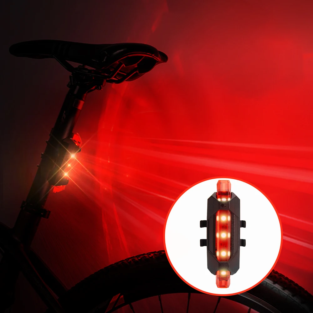 USB ile şarj edilebilir bisiklet ışığı MTB Bisiklet Ön Arka Arka Stop Lambası Bisiklet Güvenlik uyarı ışığı Su Geçirmez Bisiklet Lambası El Feneri Görüntü 3