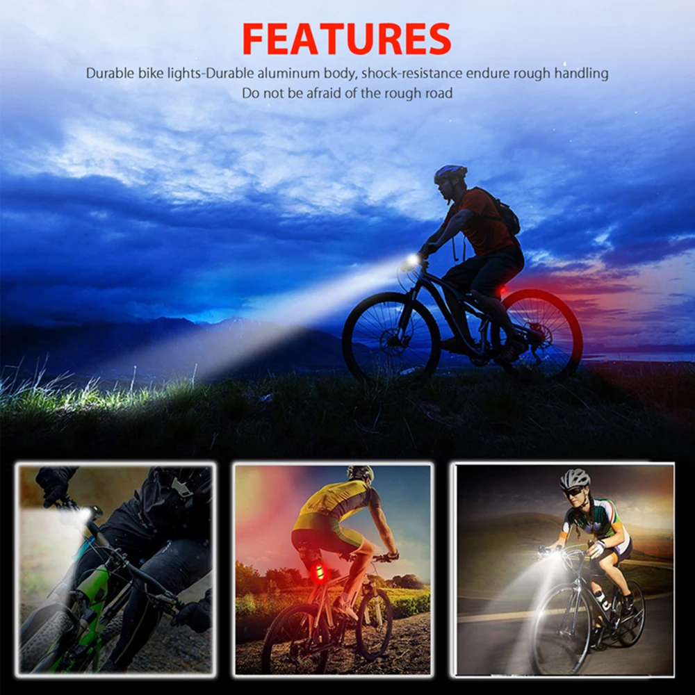 USB ile şarj edilebilir bisiklet ışığı MTB Bisiklet Ön Arka Arka Stop Lambası Bisiklet Güvenlik uyarı ışığı Su Geçirmez Bisiklet Lambası El Feneri Görüntü 5