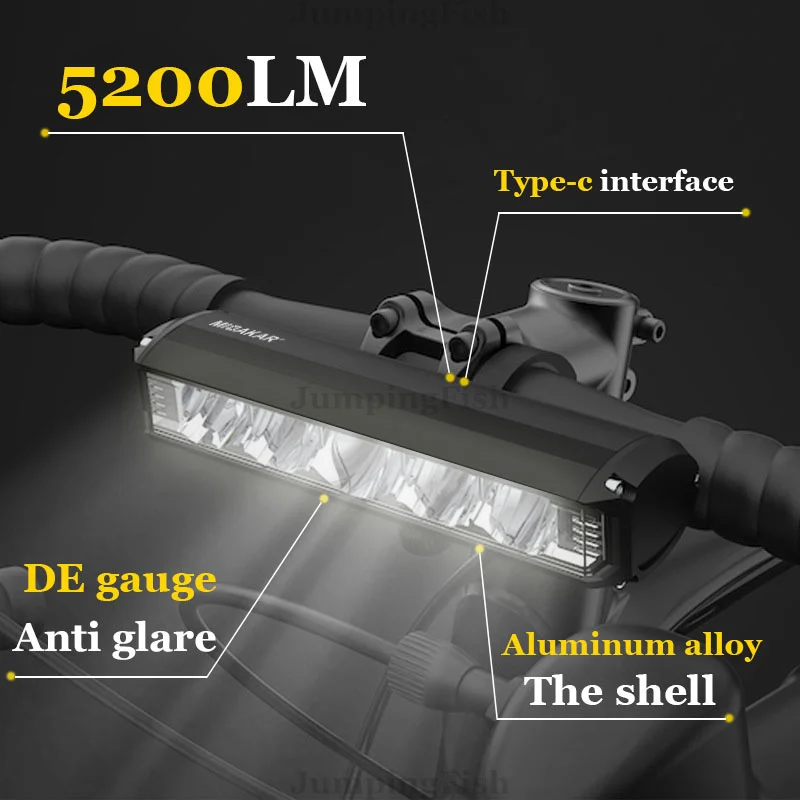 Yükseltme 5 * P90 8000mAh bisiklet ışıkları Ön 5200LM Lamba bisiklet ışığı şarj edilebilir el feneri Bisiklet Far Görüntü 0