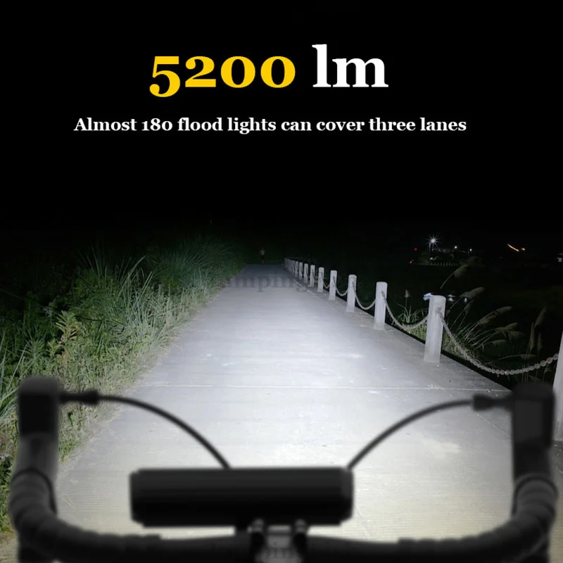 Yükseltme 5 * P90 8000mAh bisiklet ışıkları Ön 5200LM Lamba bisiklet ışığı şarj edilebilir el feneri Bisiklet Far Görüntü 5