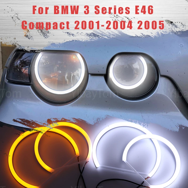 LED SMD pamuk ışık Switchback melek göz ışık halkası DRL kiti BMW 3 serisi için E46 kompakt 2001 2002 2003 2004 2005 Görüntü 0
