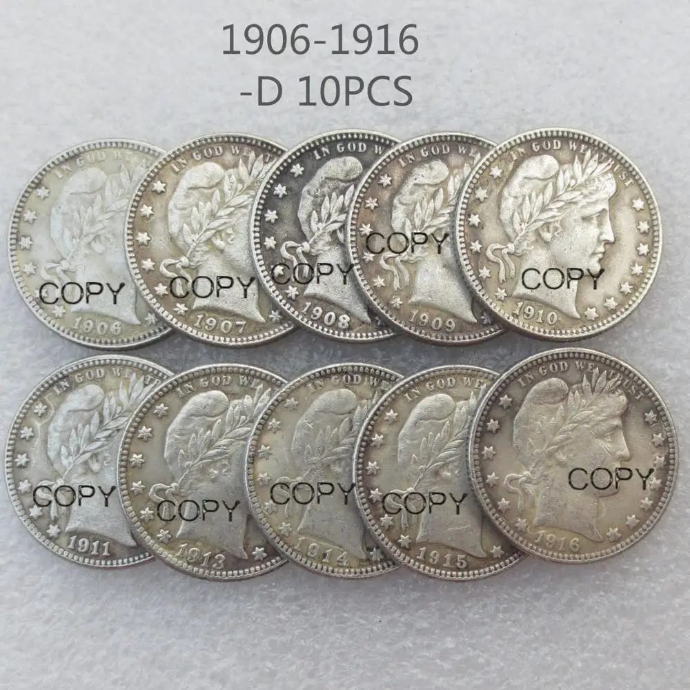 ABD Bir dizi 1892-1916 74 Adet Berber Çeyrek Dolar Farklı Nane Gümüş Kaplama Kopya Para Görüntü 4