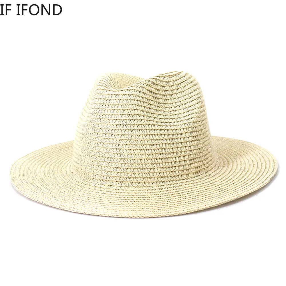 Toptan güneş şapkaları Erkekler Kadınlar Yaz Panama Geniş Ağızlı Hasır Şapkalar Moda Renkli Açık Caz Plaj Güneş koruyucu bone Görüntü 3