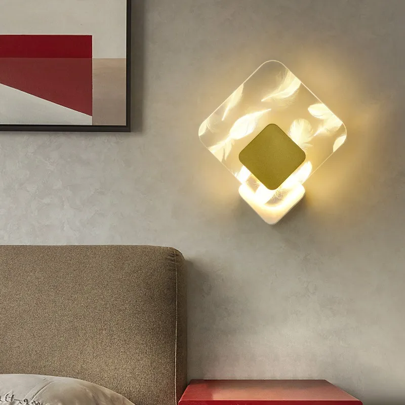 Tüy duvar lambası altın Modern ışık lüks başucu Led lambalar kademesiz karartma ışık yatak odası koridor oturma odası duvar aydınlatma Görüntü 4