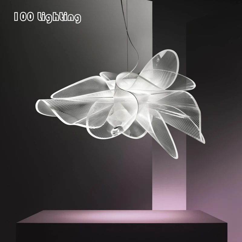 Yenilik çiçekler LED kolye lamba romantik dekorasyon restoran oturma odası yatak odası kolye ışıkları şeffaf akrilik yükseklik ayarı Görüntü 0