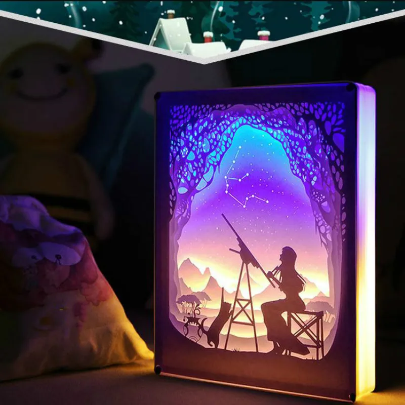 12 Takımyıldızı Kağıt Oyma Lamba Yenilik 3D Gece Lambası USB Güç Kağıt kesim Atmosfer Lamba Oturma Odası Yatak Odası Sanat Dekorasyon Görüntü 1