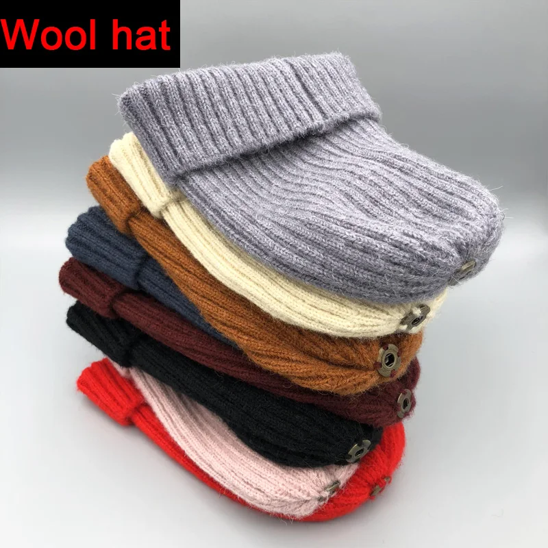 2021 Yeni yün kış şapka lüks kaliteli Tilki kürk ponpon şapka bere Yüksek kaliteli Kız kadın kaput kış şapka kadınlar için Görüntü 1