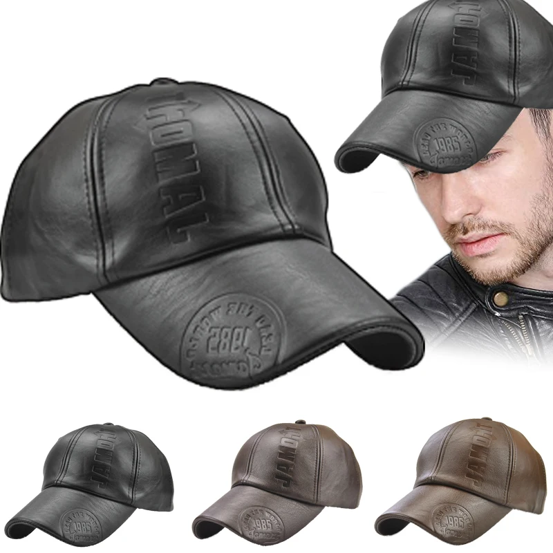 2022 Deri beyzbol şapkası erkek Moda Spor Kapaklar Ordu Askeri Şapka Adam beyzbol şapkası İngiliz Vintage İnek Derisi Deri Şapkalar Görüntü 1
