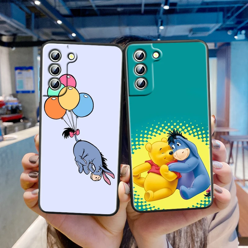 Disney Pooh Ayı Sevimli Samsung Galaxy S22 S21 S20 Ultra Artı Pro S10 S9 S8 S7 4G 5G silikon Yumuşak Siyah telefon kılıfı Coque Çapa Görüntü 1