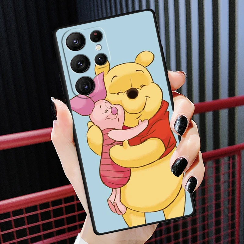 Disney Pooh Ayı Sevimli Samsung Galaxy S22 S21 S20 Ultra Artı Pro S10 S9 S8 S7 4G 5G silikon Yumuşak Siyah telefon kılıfı Coque Çapa Görüntü 2
