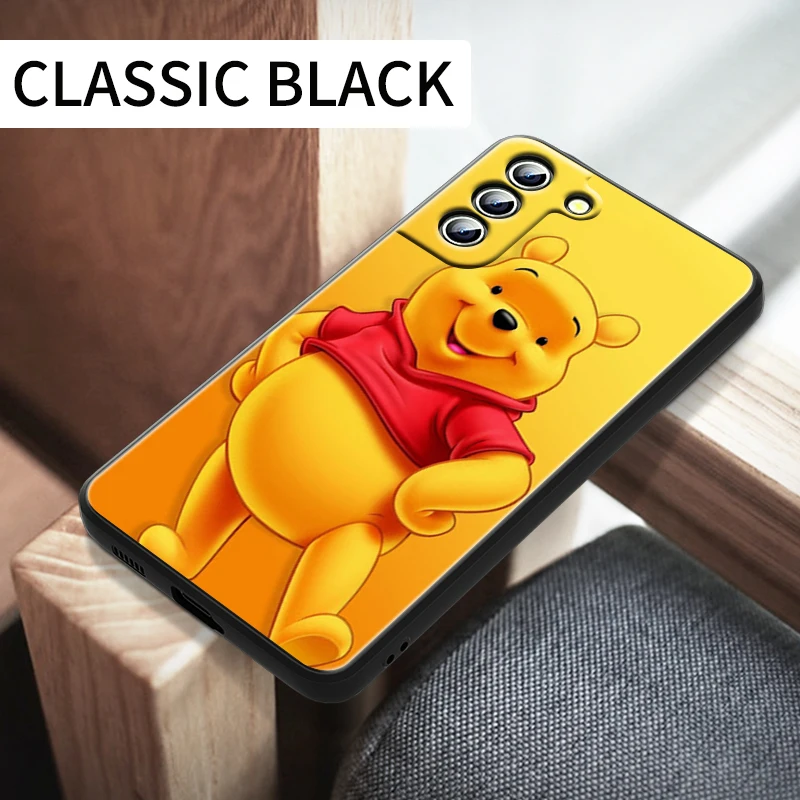 Disney Pooh Ayı Sevimli Samsung Galaxy S22 S21 S20 Ultra Artı Pro S10 S9 S8 S7 4G 5G silikon Yumuşak Siyah telefon kılıfı Coque Çapa Görüntü 5