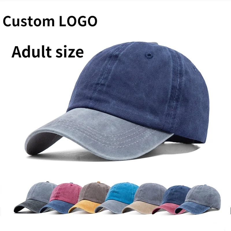 Özel Logo Unisex Şapka İki renkli Dikiş Yıkanmış pamuklu beyzbol şapkası Erkekler ve Kadınlar Eğlence Ayarlanabilir Açık şoför şapkası Görüntü 0