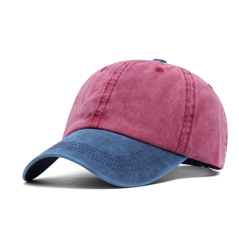 Özel Logo Unisex Şapka İki renkli Dikiş Yıkanmış pamuklu beyzbol şapkası Erkekler ve Kadınlar Eğlence Ayarlanabilir Açık şoför şapkası Görüntü 1