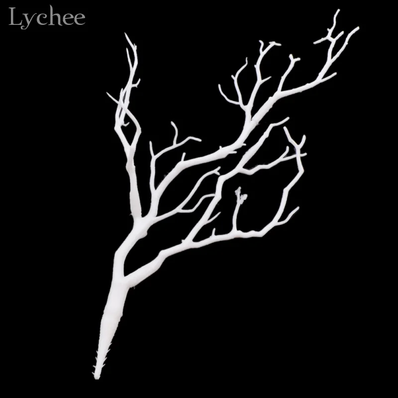 Lychee 3 adet Beyaz Plastik Kuru Bitki Ağaç Dalı Düğün Parti Tatil için Zanaat Kurutulmuş Dalları Ev Dekorasyon Görüntü 1