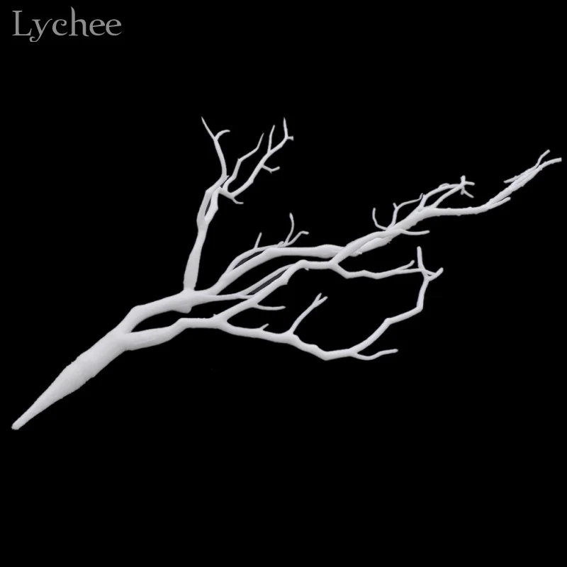 Lychee 3 adet Beyaz Plastik Kuru Bitki Ağaç Dalı Düğün Parti Tatil için Zanaat Kurutulmuş Dalları Ev Dekorasyon Görüntü 2