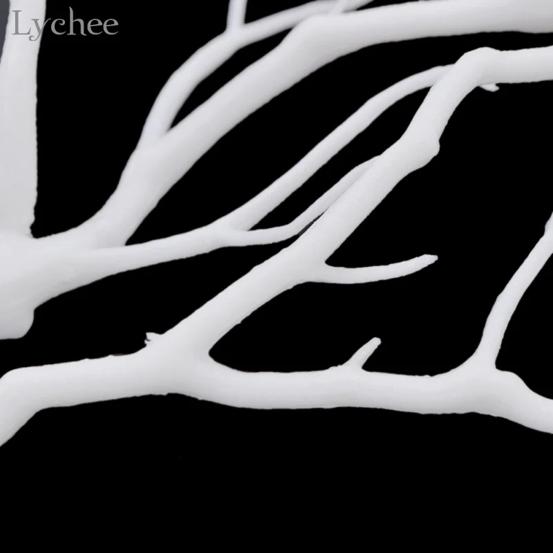 Lychee 3 adet Beyaz Plastik Kuru Bitki Ağaç Dalı Düğün Parti Tatil için Zanaat Kurutulmuş Dalları Ev Dekorasyon Görüntü 3