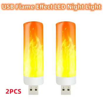 1 2 ADET USB alev ışık LED LED gece ışığı yangın ampul alev etkisi LED lamba dinamik titrek mum lamba gece lambası dekorasyon