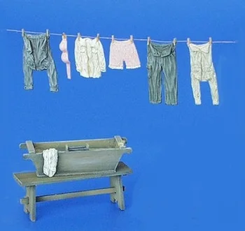 1/35 Die-cast Reçine Karakter Modeli Montaj Kiti, Sahne Reçine Kurutma Giysi, çamaşır Küvet ve Tezgah Boyalı Değil