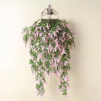 1 Adet Yapay Lavanta Sahte Çiçek Duvar Asılı Asma Rattan Düğün Parti Ev Dekor Düğün Dekorasyon Yüksek Kalite Toptan