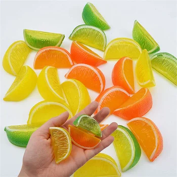 10 adet 5cm Yapay Meyve Sahte Limon Dilim Simülasyon Limon Blok Gerçekçi Sahte Meyve Dekoratif Fotoğraf Prop Ev Dekor