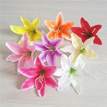 10 adet / grup 13cm yapay çiçek İpek zambak çiçeği Kafa Düğün Ev Dekorasyon Fotoğraf Sahne DIY Şapkalar Aksesuarları