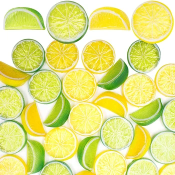 10 Adet Yapay Meyve Simülasyon Limon Dilimleri Noel Meyve Süsleme Mutfak Düğün Sahte Limon Dekorasyon Malzemeleri