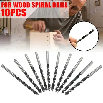 10 adet Yüksek Karbonlu Çelik Ağaç İşleme Spiral Matkap Ucu Ahşap Matkaplar Tam Taşlama Bıçağı W / Merkez Noktası Elektrikli El Aletleri Parçaları