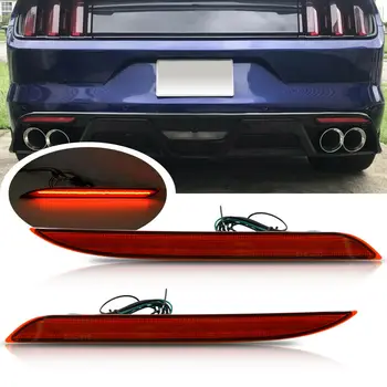 2 adet Kırmızı LED Arka Kuyruk Tampon Reflektör Fren İşık Lambası Ford Mustang 2015 2016 2017 İçin Fren Kuyruk Lambası OEM FR3B-17A848-A araba