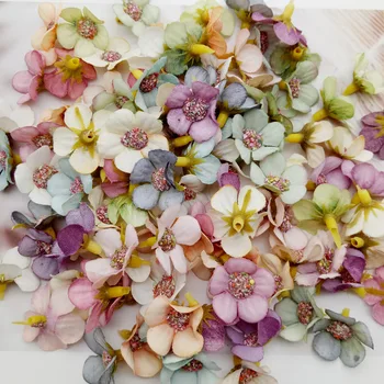 20 adet / grup 2cm Mini Retro yapay çiçek çiçek Başları Düğün Parti Ev Dekorasyon DIY Çelenk Headdress Şeker Kutusu Aksesuarları