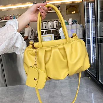 2022 Moda Kadın Büyük Kapasiteli Kat Çanta Bayanlar Sarı Pu Deri omuz çantaları Marka Tasarımcısı Kadın Seyahat Büyük Tote