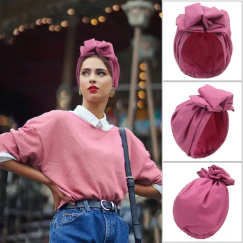 2022 Yeni Moda Çiçekler Türban Bere Kap Kadın Şal Başörtüsü Şapkalar Yumuşak Streç Düz Renk Uyku Kaput Bayan İçin