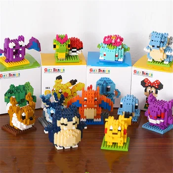 23 Stil Pokemon Mikro Yapı Taşları Gengar Charmander Bulbasaur Snorlax Blastoise Pikachu Mini Tuğla Rakamlar Oyuncaklar Çocuklar İçin