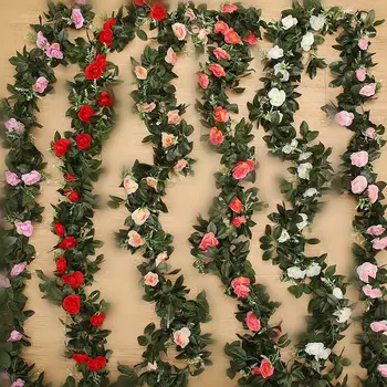 2X11 çiçekler Sahte Yapay İpek Gül Çiçek Sahte Ivy Vine Garland Asılı Asma Dize Çiçekler düğün Parti Dekorasyon yeni