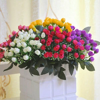 36 kafaları / 1 Demet yapay çiçekler Buket Dekoratif Parti İpek Ucuz Renkli Sahte Çiçekler Ev Düğün Dekorasyon İçin Kapalı