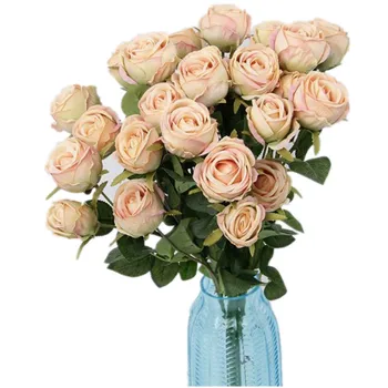 5 adet İpek Sahte Gül Çiçek Sapları Yapay 5 Kafaları Güzel Gül Dalları Düğün Centerpieces için Ev Partisi Çiçek Dekorasyon