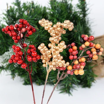 5 adet Noel Berry Düğün Parti Süslemeleri Ev için Noel DIY Çelenk Hediye Kutusu Çiçek Şube suni çam kozalağı Dekor