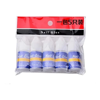 5 adet / paket Hızlı Kuruyan 3g Nail Art Tutkal İpuçları Glitter UV Akrilik Rhinestones Süslemeleri Tırnak Tutkal Yanlış İpucu Manikür Aracı