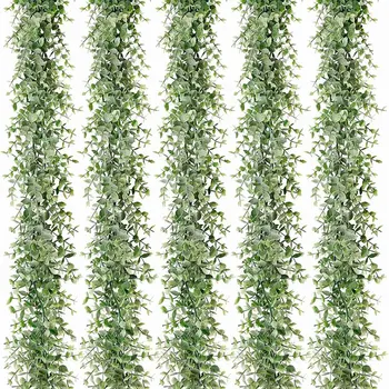 5 Paket 30Ft Yapay Okaliptüs Çelenk Sahte Yeşillik Sarmaşıklar Sahte Asılı Bitkiler Düğün Masa Zemin Kemer