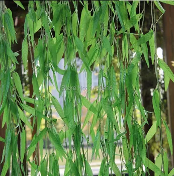 50 adet Yapay hasır Yaprak Sarmaşıklar Yeşil Bitki Düğün ev duvar Dekorasyonu söğüt dal solgun Sahte Yapraklar Rattan