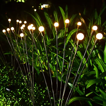 6 Adet Yeni Güneş çim ışıkları Led Rüzgarla çalışan Firefly su geçirmez açık alan aydınlatması Bahçe Lambaları bahçe dekorasyonu