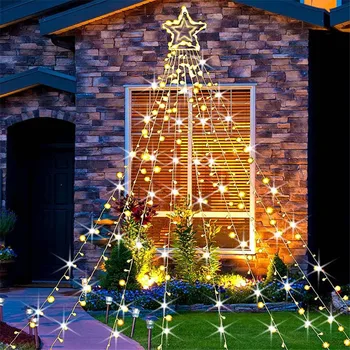 9 Strand 3.5 M noel yıldız peri ışık açık bahçe veranda Icicle dize ışık su geçirmez noel ağacı tatil parti şube ışık