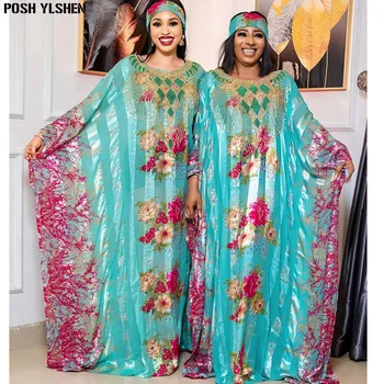 Afrika Moda Baskı Şifon Kaftanlar Maxi Elbiseler Bayan Elmas Boncuklu Gevşek Yaz Plaj Bohemian Kaftan uzun elbise Bayan için