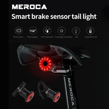 Akıllı bisiklet arka ışık Otomatik Start / Stop fren algılama IPx6 su geçirmez LED USB şarj edilebilir akıllı fren sensörü bisiklet ışığı