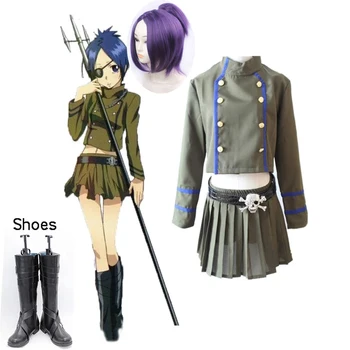 Anime Katekyo Hitman Reborn Cosplay Kostüm Kokuyo Okul Krom Dokuro Kadın Erkek Kız okul üniforması Peruk Ayakkabı Clthoes
