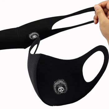 Anti-toz Pamuk Ağız Yüz Maskesi, Anti-sis Siyah Stereo Maske pamuk tasarımcı maske panda moda maske cosplay maske ağız maskesi