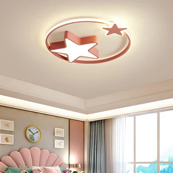Basit ve sevimli çocuk odası yatak odası lambası tavan lambası erkek kız modern LED karikatür yıldız lambaları ve fenerler
