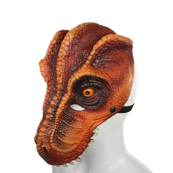 Cadılar bayramı Dinozor Cosplay Maske 3D Tyrannosaurus Şekli yüz kapatma Parti Cosplay Kostüm Korkmuş Maske Ejderha Dinozor Başlık